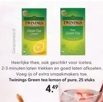 Albert Heijn Twinings Green tea lemon of pure aanbieding