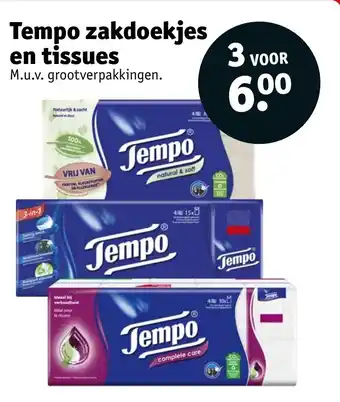 Kruidvat Tempo zakdoekjes en tissues aanbieding