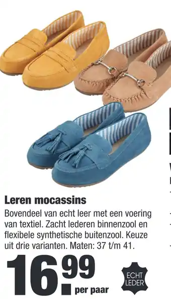 ALDI Leren mocassins aanbieding