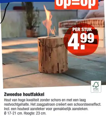 ALDI Zweedse houtfakkel aanbieding