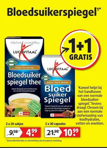 Lucovitaal Lucovitaal Bloedsuiker Spiegel Thee Of Bloed Suiker Spiegel 1+1 Gratis aanbieding