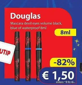 Die Grenze Douglas Mascara Devil Eyes Volume Black Blue Of Waterproof 8ml aanbieding