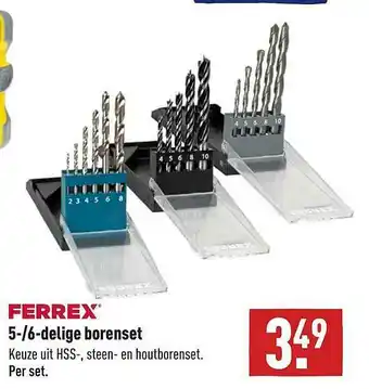 ALDI Ferrex 5--6-Delige Borenset : HSS-, Steen- En Houtborenset aanbieding