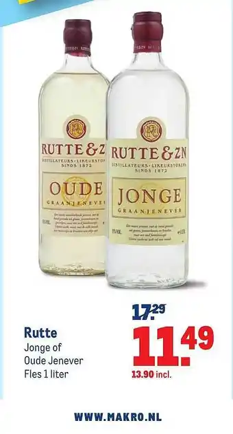 Makro Rutte jonge of oude jenever 1liter aanbieding