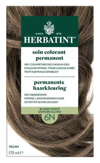 De Online Drogist Herbatint Permanente Haarkleuring 6N Donker-Blond aanbieding