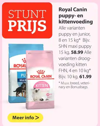 Pets Place Royal canin puppy- en kittenvoeding aanbieding