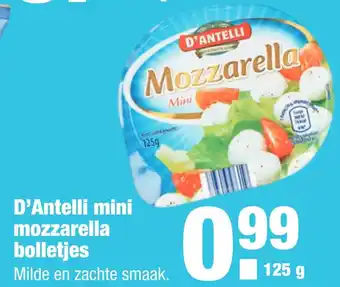 ALDI D'Antelli mini mozzarella bolleties 125g aanbieding