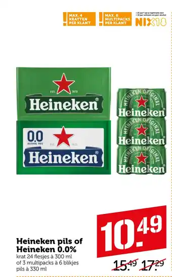 Coop Heineken pils of Heineken 0,0% aanbieding