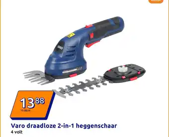 Action Varo draadloze 2 in 1 heggenschaar aanbieding