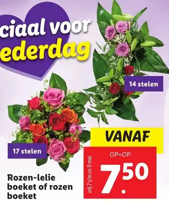 Lidl Rozen-lelie boeket of rozen boeket aanbieding