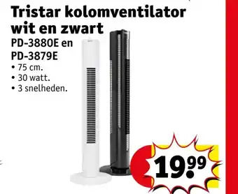 Kruidvat Tristar kolomventilator wit en zwart aanbieding