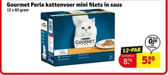 Kruidvat Gourmet Perle kattenvoer mini filets in saus aanbieding