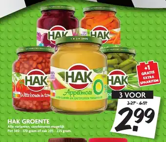 Dekamarkt Hak Groente of appelmoes 3*340-370g of 3*205-225g aanbieding