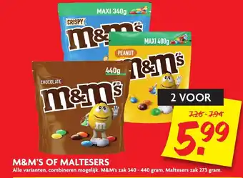 Dekamarkt M&M's 2*340-440g en Maltesers 2*273g aanbieding