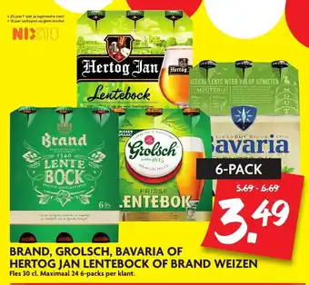 Dekamarkt Brand, Grolsch, Bavaria of Hertog Jan Lentenbock od Brand Weizen 6*300ml aanbieding