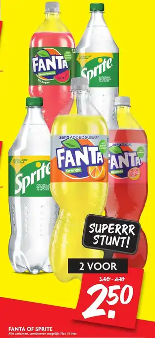 Dekamarkt Fanta of Sprite 2*1.5L aanbieding