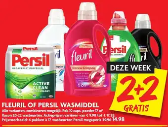 Dekamarkt Fleuril of Persil wasmiddel 4st aanbieding