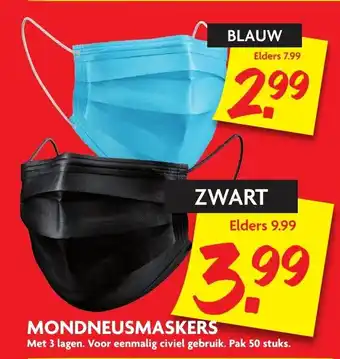 Dekamarkt Mond/Neusmaskers 50 stuks aanbieding