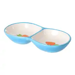Van Cranenbroek Eetpot knaagdier Ozzy keramisch dubbel blauw 16x8x3cm aanbieding