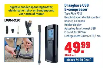 Makro Draagbare USB E-compressor Type Ride F511 CO aanbieding