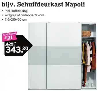 Leen Bakker Schuifdeurkast Napoli aanbieding