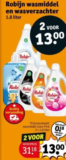 Kruidvat Robijn wasmiddel en wasverzachter aanbieding