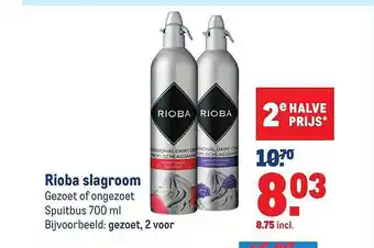 Makro Rioba slagroom 700ml aanbieding