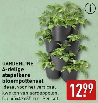 ALDI Gardenline 4 delige stapelbare bloempottenset aanbieding