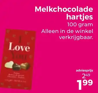 Trekpleister Melkchocolade hartjes aanbieding