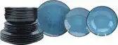 Bol.com Serviesset 6 persoons Luzzo Oland 18 delig Reactive glazing - Blauw aanbieding