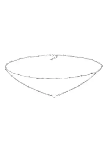 Douglas Elli Dames Choker Gelaagde Look Hart Trend in 925 Sterling Zilver aanbieding
