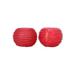 Van Cranenbroek Theelichthouder glas rood 10x10x8cm 2ass nc aanbieding