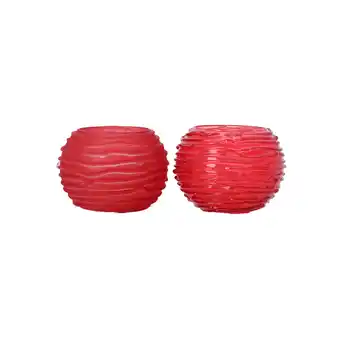 Van Cranenbroek Theelichthouder glas rood 10x10x8cm 2ass nc aanbieding