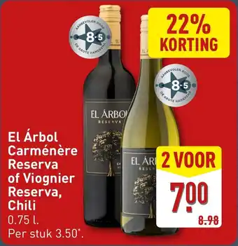ALDI El Árbol Carménère Reserva of Viognier Reserva, Chili aanbieding