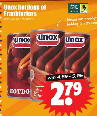 Dirk Unox hotdogs of Frankfurters aanbieding