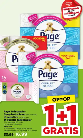 PLUS Page Toiletpapier Compleet schoon of vochtig toiletpapier aanbieding