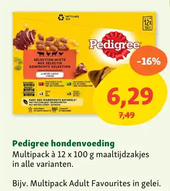 Maxi Zoo Pedigree hondenvoeding Bijv. Multipack Adult Favourites in gelei. aanbieding