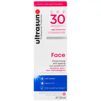 Holland & Barrett Ultrasun Face Zonnebrandlotion SPF30 - 50ml aanbieding
