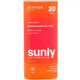 Holland & Barrett Attitude Sunly Sunscreen Stick Orange Blossom SPF30 - 60g aanbieding