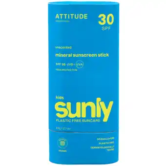 Holland & Barrett Attitude Sunly Kids Sunscreen Stick Unscented SPF30 - 60g aanbieding