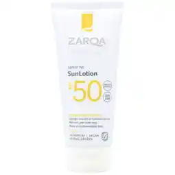 Holland & Barrett ZARQA Sensitive SunLotion SPF50 - 100ml aanbieding