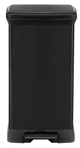 Amazon Curver Deco Bin Afvalemmer, Kunststof, Zwart/Metallic, 50 L aanbieding