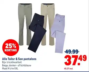 Makro Alle Tailor & Son pantalons aanbieding
