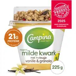 Jumbo Campina Magere Milde Kwark met 'n Vleugje Vanille & Granola 225 g aanbieding