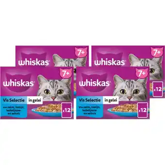 Jumbo Whiskas 7+ Natvoer - Vis - Selectie in gelei - maaltijdzakjes 4 x 12 x 85 g aanbieding