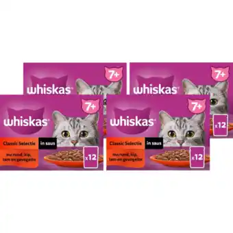 Jumbo Whiskas 7+ Natvoer - Classic - Selectie in saus - maaltijdzakjes 4 x 12 x 85 g aanbieding