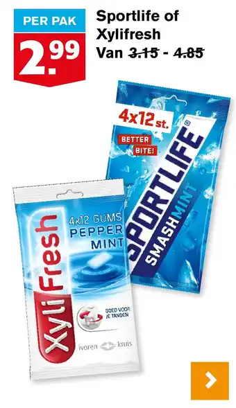 Hoogvliet Sportlife of Xylifresh aanbieding