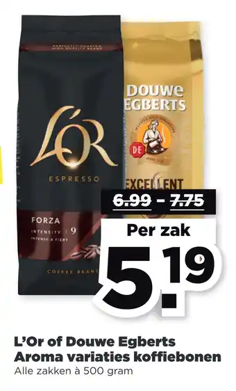 PLUS L'Or of Douwe Egberts Aroma variaties koffiebonen aanbieding