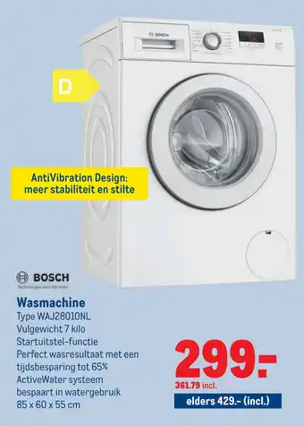 Makro Bosch Wasmachine Type WAJ2801ONL aanbieding