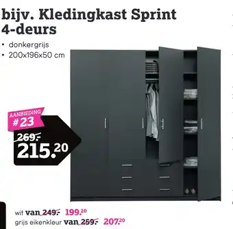 Leen Bakker Kledingkast Sprint 4-deurs aanbieding